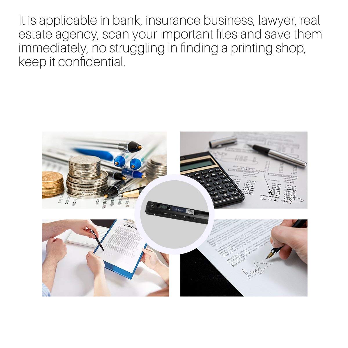 Scanner de Documents Portable avec 16G Carte TF, iScan Document Image Scanners A4 900 DPI, Scanner Photo Couleur Portable USB 2.0 Haute Vitesse JPG/PDF pour Documents, Reçus et Photos