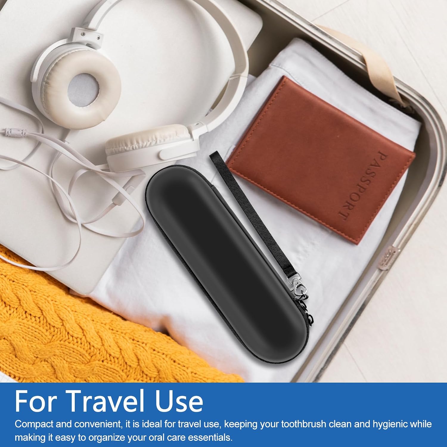 Electric Toothbrush Travel Case for Oral-B Pro/iO Waterproof EVA Carrying Case with Mesh Pocket & Detachable Wrist Strap Toothbrush Case for Traveling(Black)