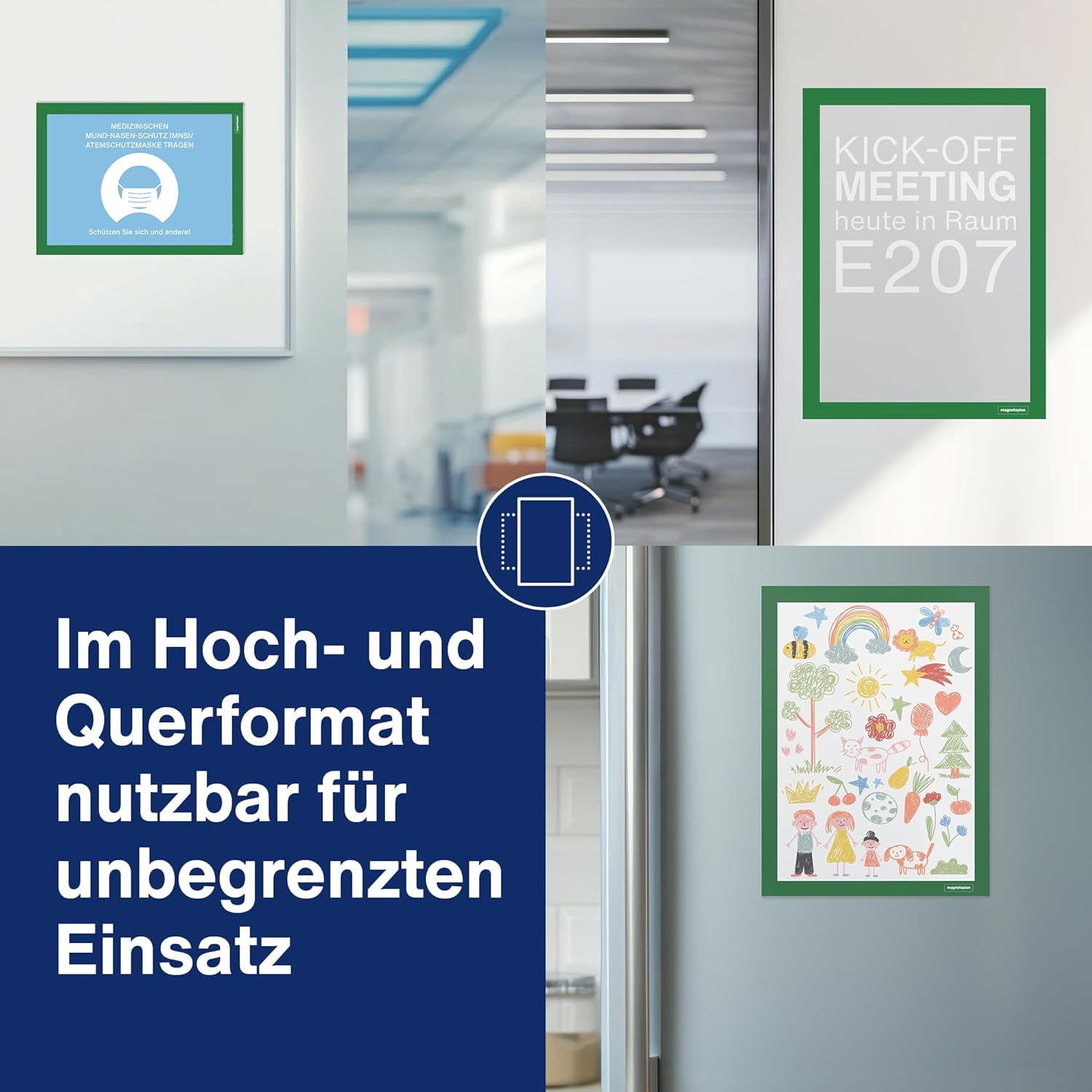 1130305 Magnetofix Magnetic Frame A4 Pack of 5 – Green