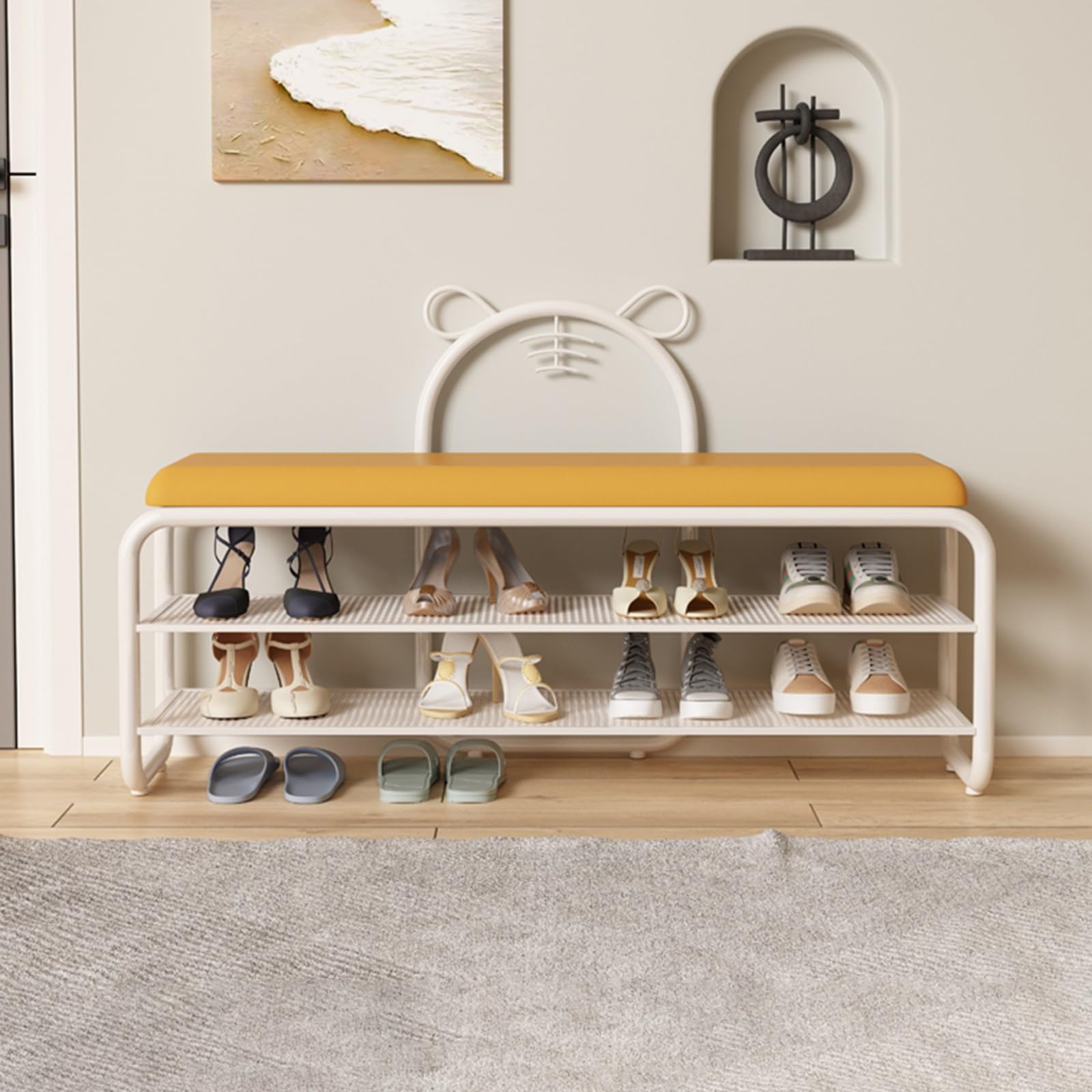 Banco de zapatos para entrada y dormitorio que organiza tu calzado con asiento acolchado suave