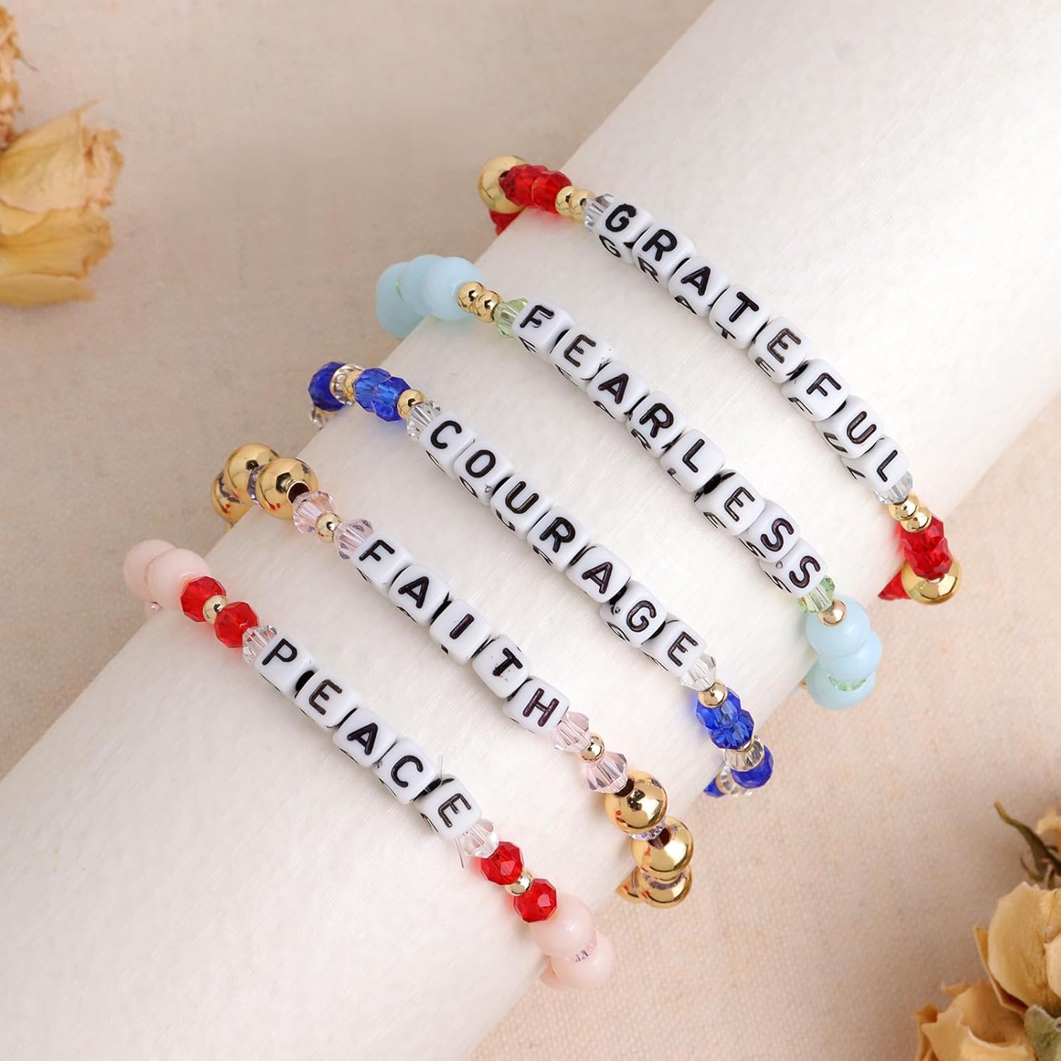 Initial Colorful Beaded Stretch Bracelets Set for Women, Handmade Stackable Little Word Bracelet Fashion Accessories Jewelry Gift - Image 7