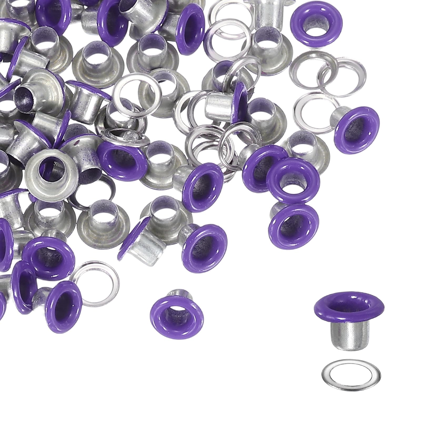 YELARXI Grommets Kit, Metal Eyelets with Washers 4mm 5/32" & 250 Set & Purple