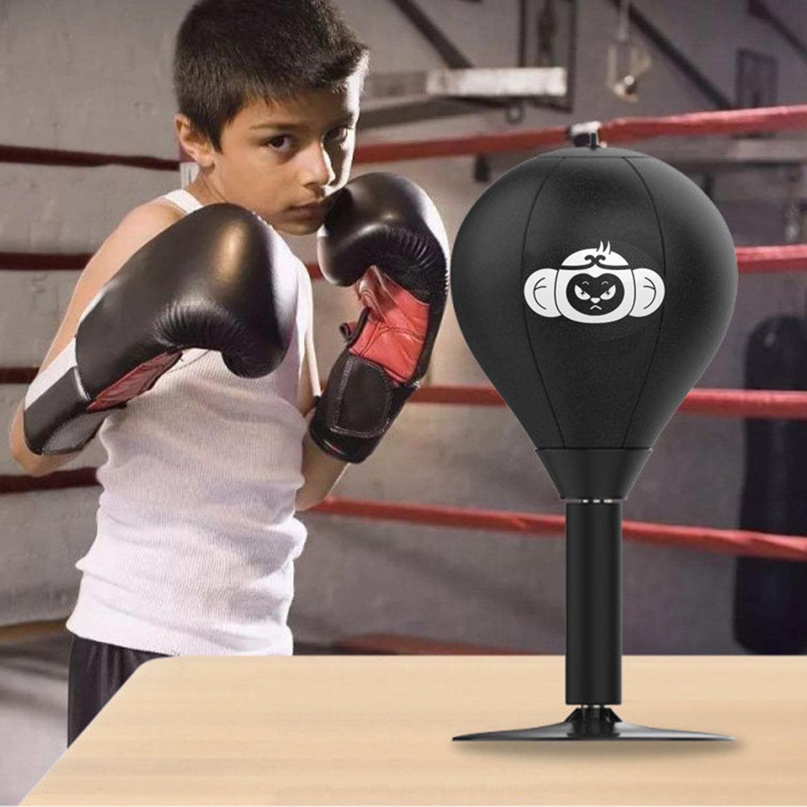Sacco da boxe da scrivania, mini palla da boxe per alleviare lo stress da scrivania, palla da boxe da tavolo con ventosa, robusto sacco da boxe da ufficio, palla da boxe antistress per il posto di