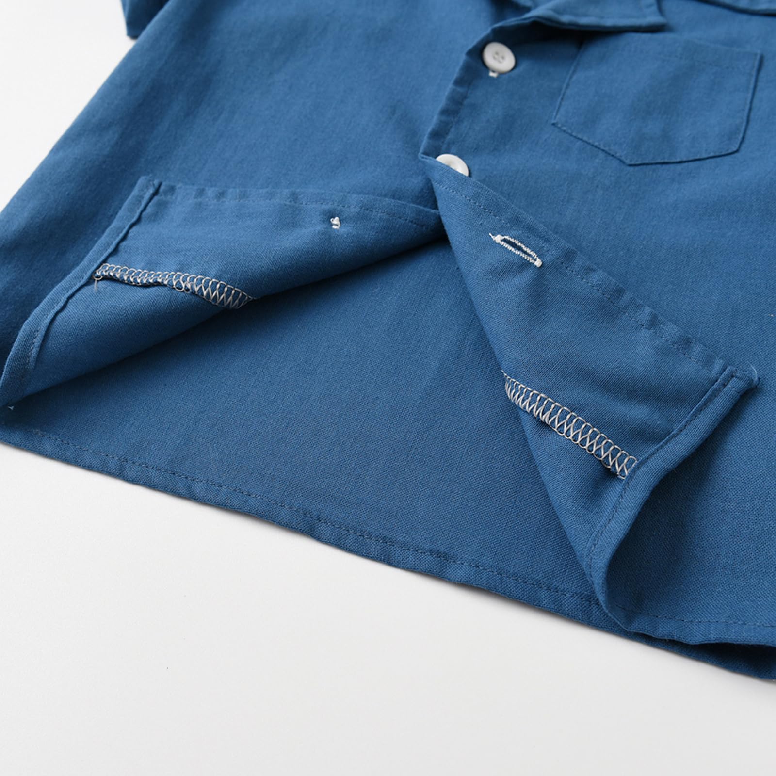 Kurzarm-Set für Jungen Einfarbiges Baumwollhemd mit Reverskragen Bequeme Shirts Lässige Shorts Atmungsaktiv Schnell Trocknend Oberteil Sommer Alter 2-6 Jahre
