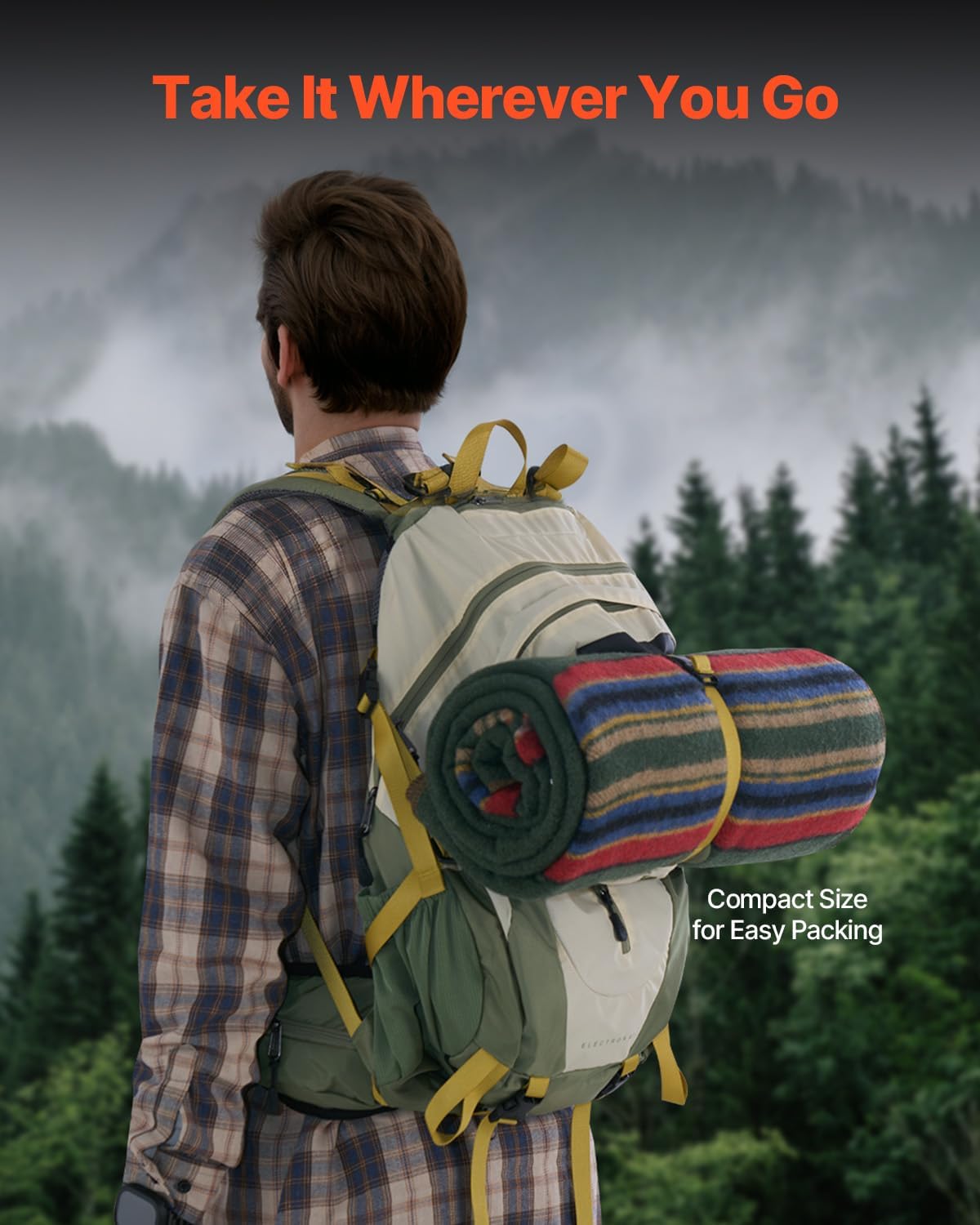 VEVOR Wool Camping Blanket, Large Warm Stadium Blanket, Flame Retardant, Great for Outdoors, Picnics, Hiking, Sports Events, Travel, Car & Bushcraft Survival Kits, 64" x 88", Striped Throw Blanket - Image 6