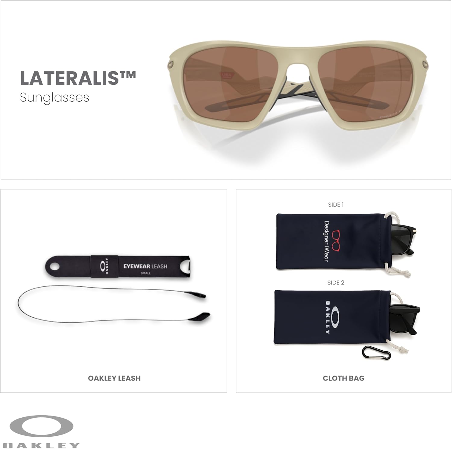 Oakley OO9431 Lateralis Rectangle Sunglasses For Men+ Bundle Accessory Leash Kit, Microfiber Pouch - Image 2