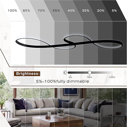 Miniatura 10 de Moderna lámpara colgante LED, lámpara dorada regulable con control remoto, forma de música de acrílico y aluminio, lámpara colgante ajustable para