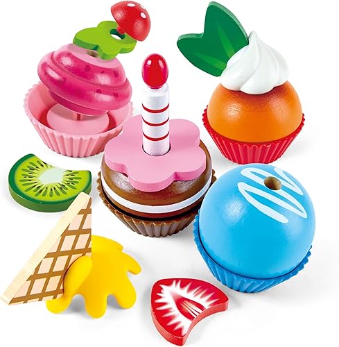 Hape Cupcakes | Magdalenas de madera coloridas, juguete de cocina para niños