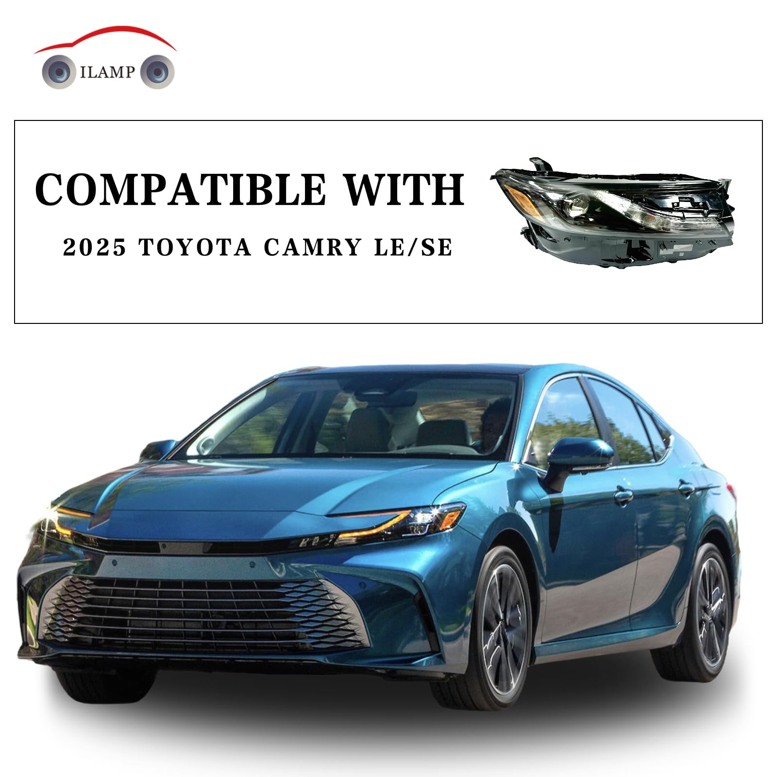 Headlight Assembly Fit For 2025 Toyota Camry LE/SE W/DRL Projector Set Left Drive Side