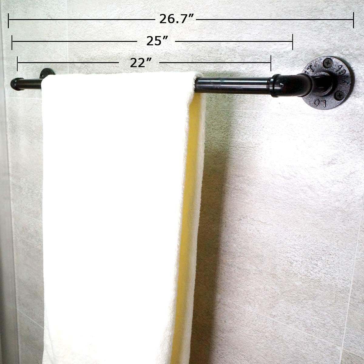 Industrial Pipe Bathroom Hardware Accessory 3 Piece Set with 26.7" Towel Bar, Robe Hook and Toilet Paper Holder Black
