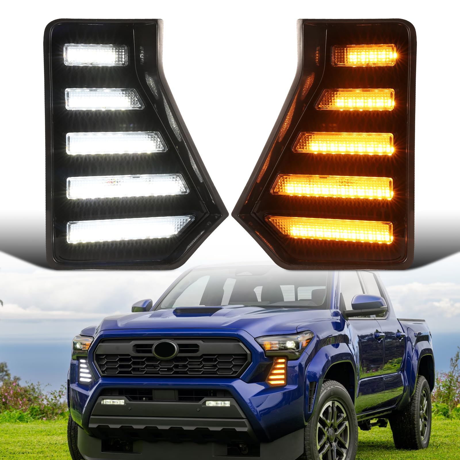 Photo 1 of LED Fog Lights Daytime Running Lights fit For 2024 2025 Toyota Tacoma Fog Light Assembly Turn Signal Lights Tacoma 2024 2025 Accessories(DRL 5LED)