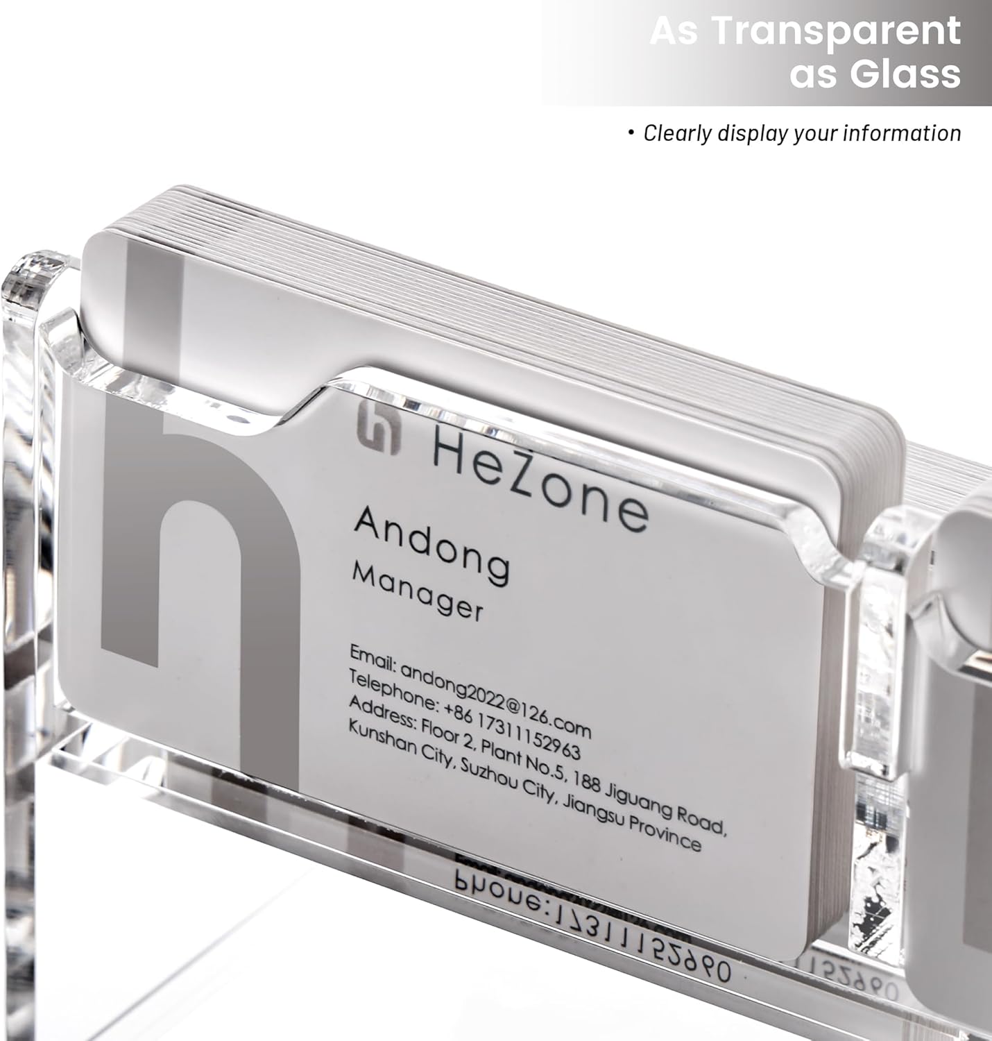 HeZone Business Card Holder for Desk, Acrylic Business Card Organizer , Multiple 6 Slots 3 Tier Business Cards Stand for Women& Men,Office Desk Accessories,Organize 300 Cards-1 Pack(Horizontal,Clear)