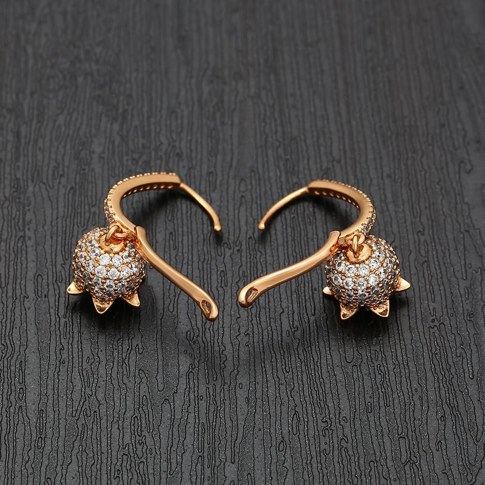 XUPING Cubic Zirconia Dangle Hoop Earrings for Women 18K Gold Plated Sparkly Fashion Jewelry - Image 6