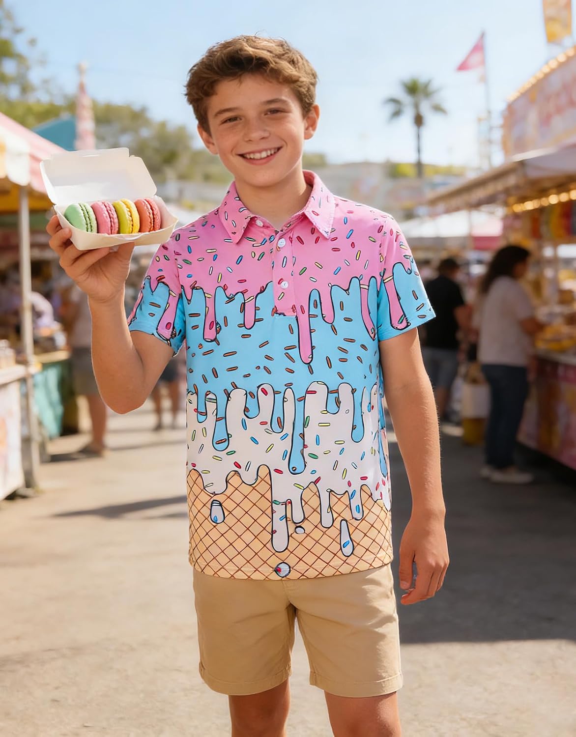 Boys Hawaiian Polo Shirt Short Sleeve Golf Active Casual 5-14T image 5