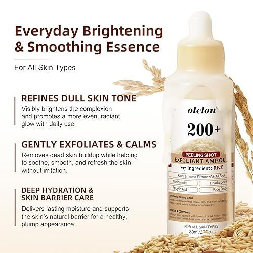 Miniatura 2 de White Rice Peeling Glow Ampolla  Mejora de la piel y la hidratación de la piel para rostro y cuerpo, suero exfoliante para todo tipo de piel, 2.7 fl