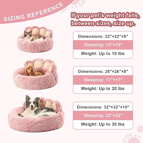 Miniatura 5 de Jiupety Cama redonda con forma de pata para mascotas, cama calmante en forma de dona para perros pequeños, cama para gatos de piel sintética para