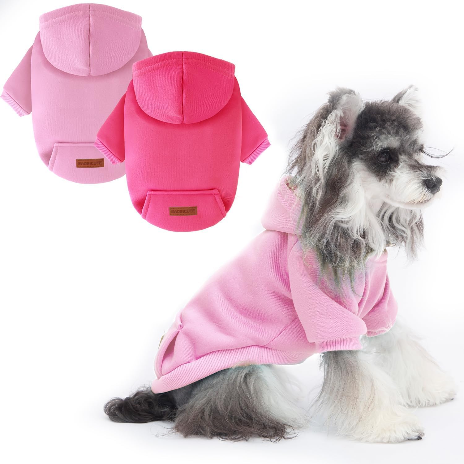 2 Pack Dog Hoodie Warm Hood Dog Sweater Cold Weather Small Dogs Sweatshirt Comfort Pet Clothes for Small Medium Dogs with Pockets Chihuahua Clothes for Male Female Girl Boy Sporty Daily Wear