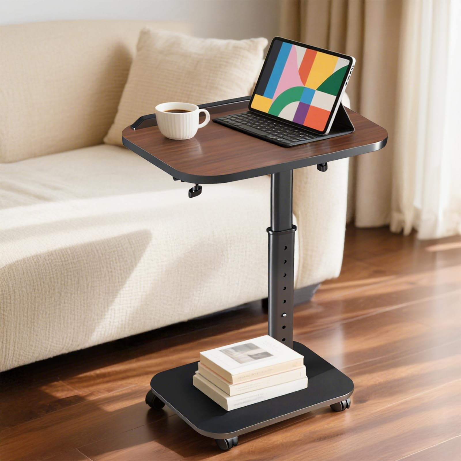 TV Tray Table, C Table End Table Adjustable Height & 180° Flip-Over Panel Design, Couch Tables That Slide Under, C Shaped Side Tables for Living Room/Bedroom/Sofa/Bed/Chair/Eating/Snack/Eating