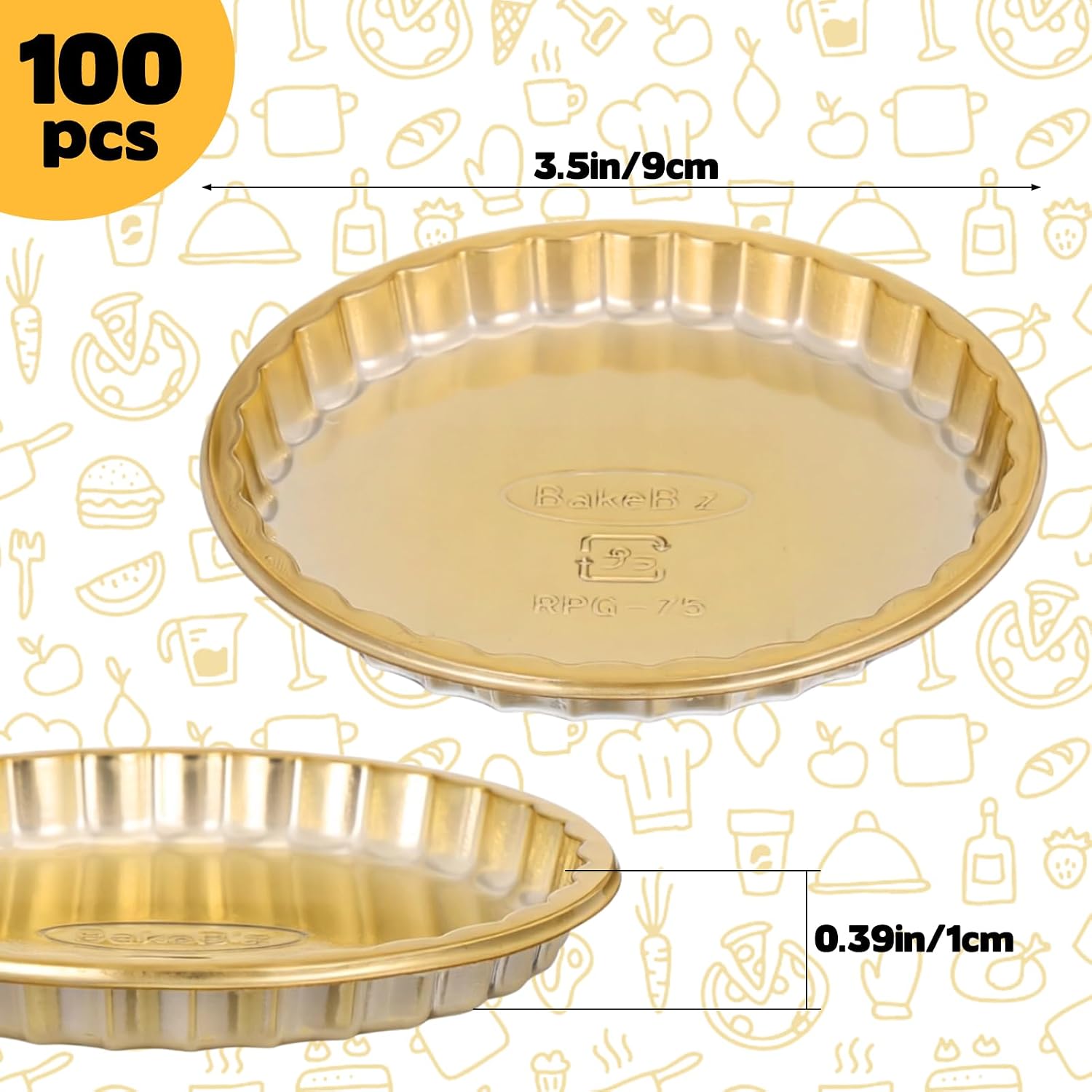 FMOACEN 100 Pcs Gold Mini Dessert Plates 3 Inch Round Disposable Food Grade Plastic Cake Stands and Boards Perfect for Wedding Birthday Tea Parties and Outdoor Events