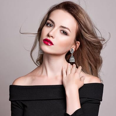 Glenmal 8 Pairs Jhumka Indian Earrings, Women Metal Dangle Earring