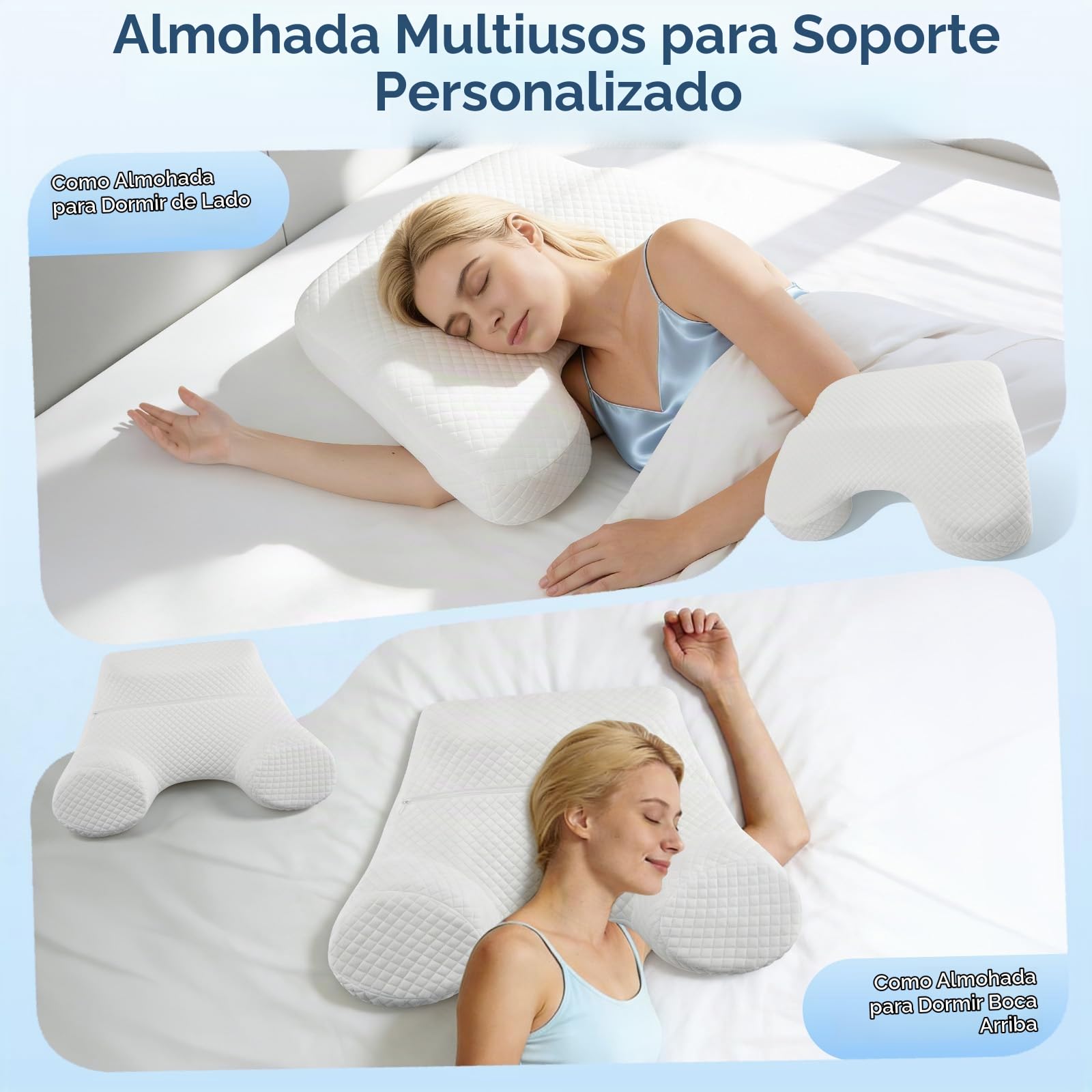 Almohada cervical, almohada para dormir de lado con sisa, almohada cervical ergonómica ortopédica de espuma viscoelástica