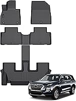 Vista 2 de Auxko Alfombrillas para todo tipo de clima, aptas para Hyundai Palisade 7 y 8 asientos 2020-2024 2025, juego de accesorios de goma de elastómero