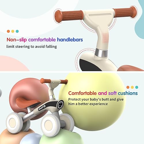 Miniatura 5 de Yoyuto Bicicleta de equilibrio para bebés de 1 año, niños y niñas de 12 a 36 meses, 4 ruedas silenciosas, asiento suave, juguetes de primera