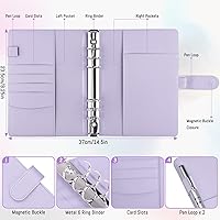 Vista 2 de Antner Carpeta A5 de piel sintética de 6 anillas, para papel de relleno A5, planificador personal A5, carpeta de presupuesto recargable con cierre