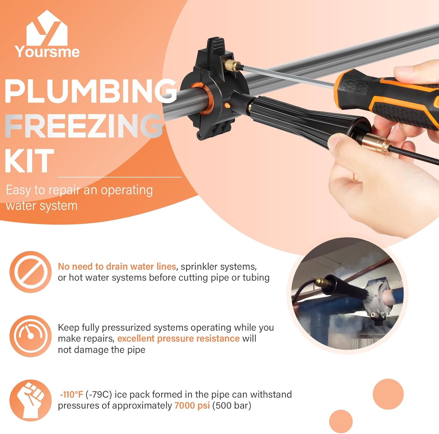 CST2 General Cold-Shot Pipe Freeze Kit, Universal Pipe Cleaners, Quickly Freezes Pipes From 1/8" to 2", Repair Water Systems without Draining, Universal for Steel, Copper, Aluminum and Plastic Pipes