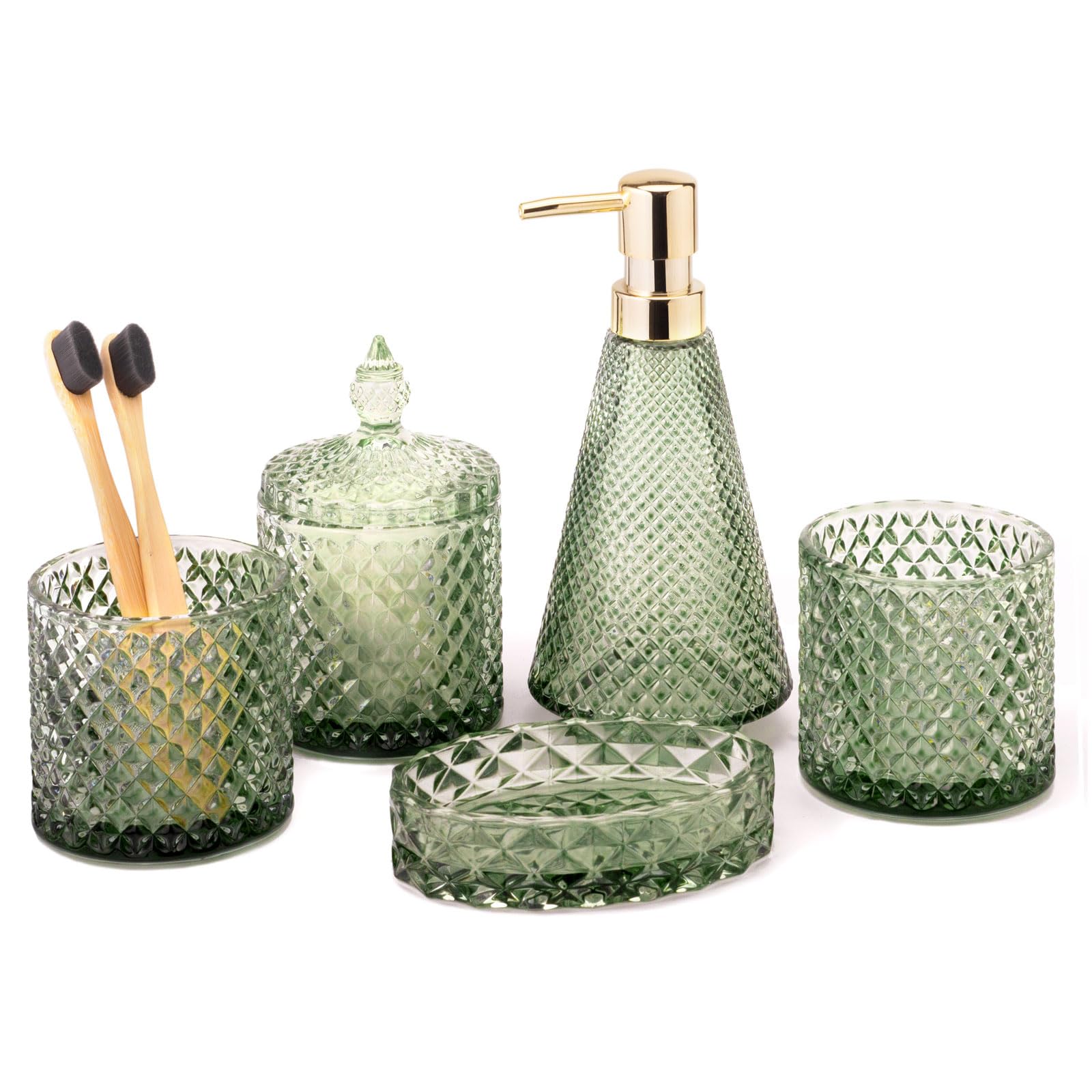 Ensemble accessoires salle de bain verre diamant EMPO chic
