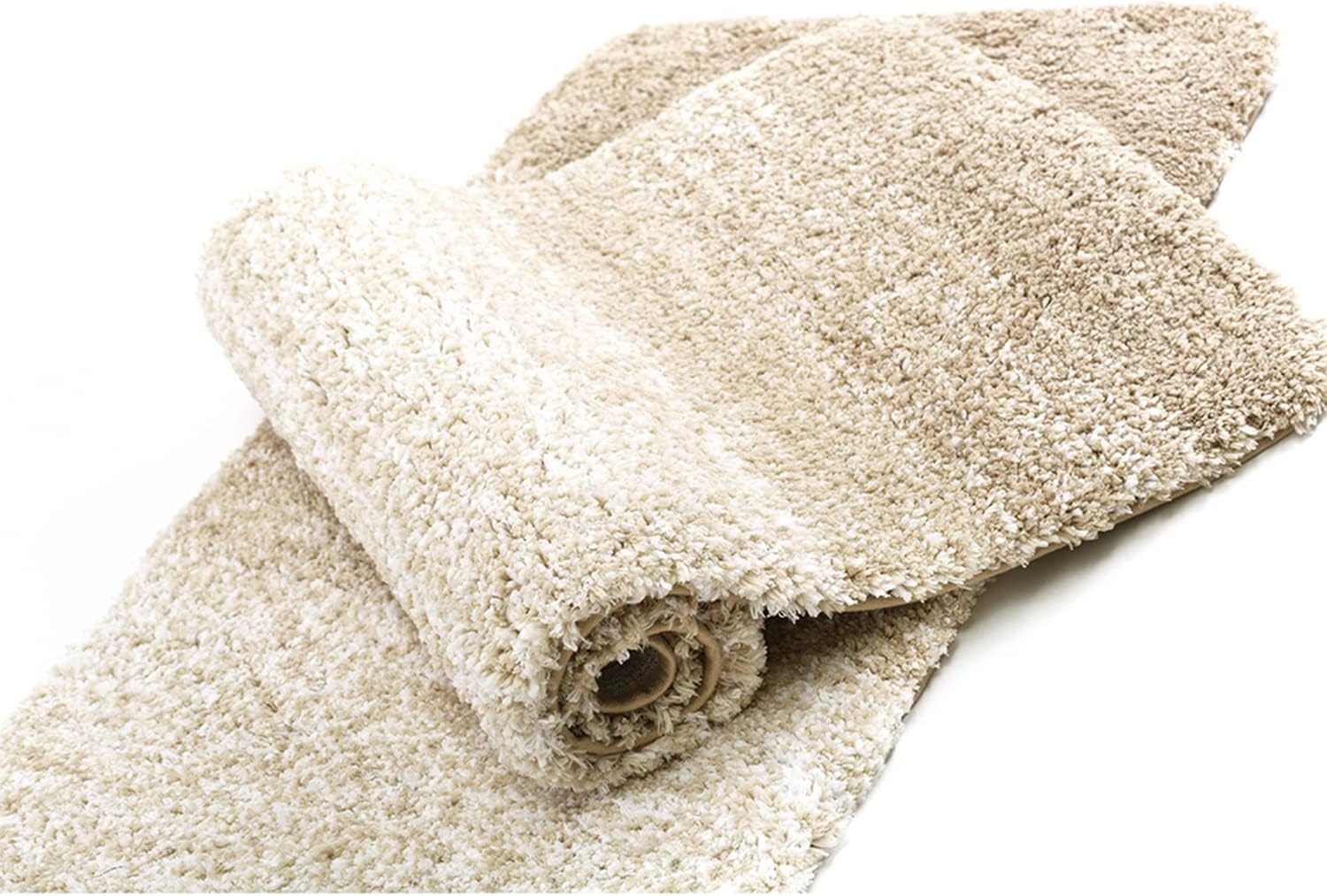 Bathroom Rug Non Slip Soft Shaggy Ombre Beige Plush Mat for Tub - Machine Washable, Super Absorbent, Easy to Clean, Perfect Carpet as Bath or Area Rug (32 x 20)