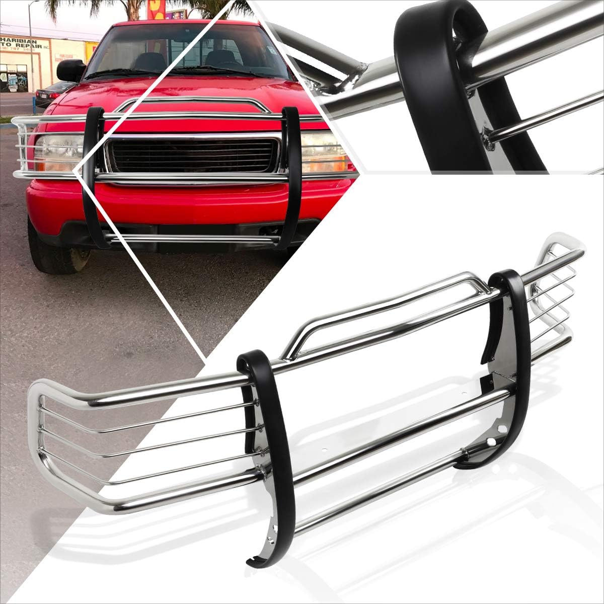 Compatible with Chevy Blazer/GMC Sonoma GMT400 1998-2004 Front Bumper Brush Grille Guard,Chrome