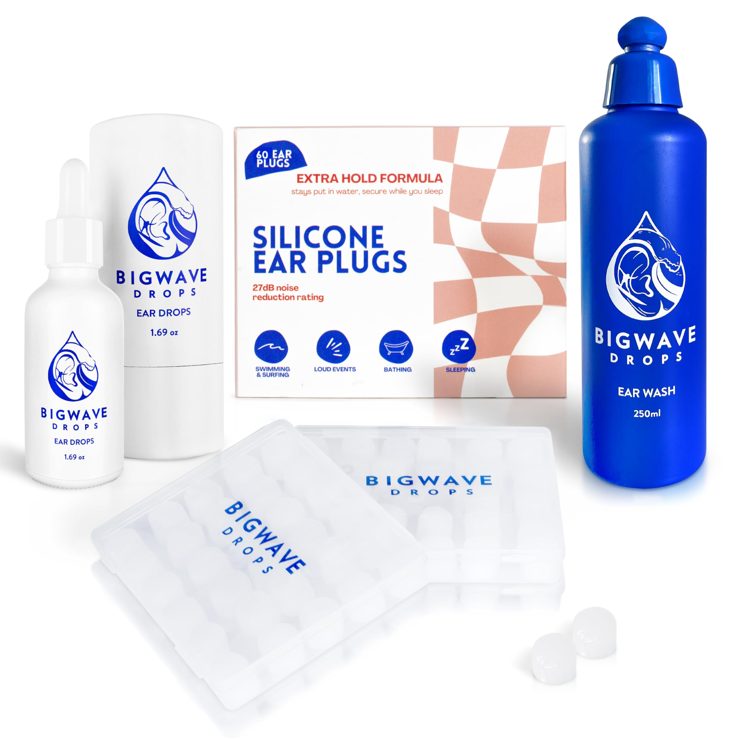 Ear Care Bundle - Includes Ear Drops Ear Wash Silicone Ear Plugs - for Swimmers Athletes Divers Travelers