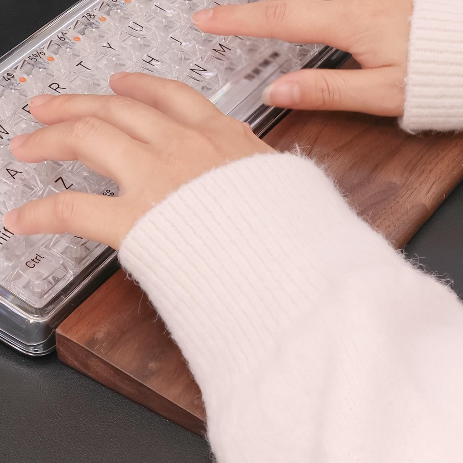 Wrist Rest Tastaturablage aus Holz, massivem, Handgelenkauflage, geeignet for Büro, Laptop, Computer und Gaming, bequemes Tippen Handballenauflage(44cm)