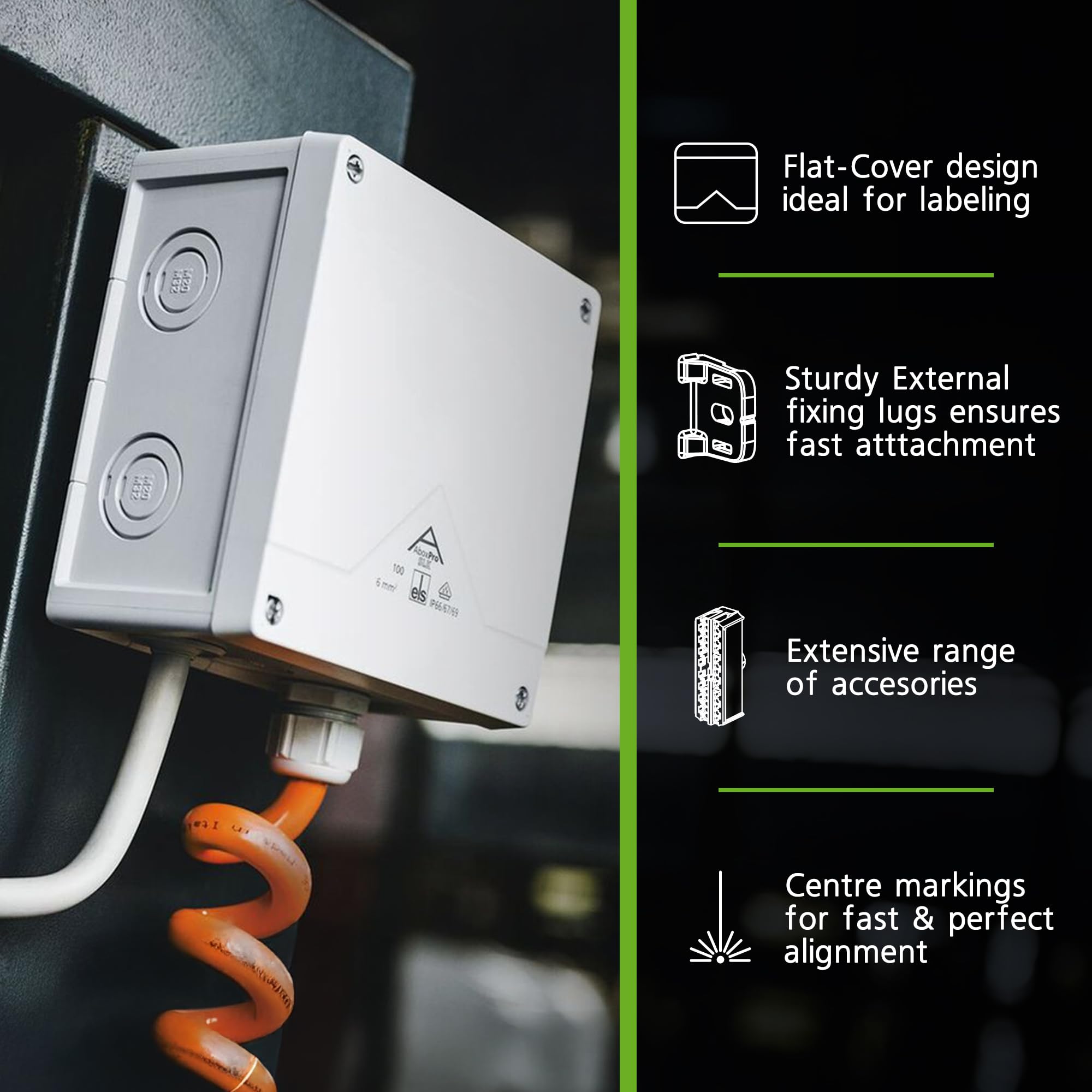 SPELSBERG Abox Pro XT-10² - Scatola di giunzione IP68 con resina colata e connettori per cavi, accessori per recinzione elettrica con terminali rialzati e a vite, nominale 690 V, per uso industriale