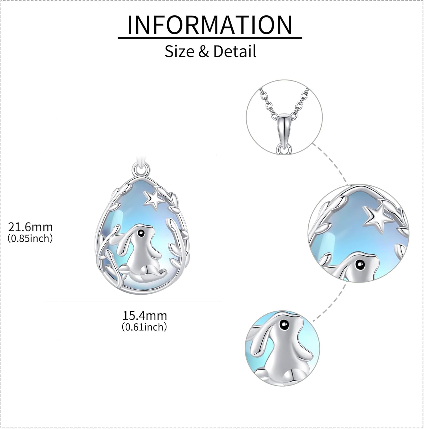 Bunny Necklace 925 Sterling Silver Rabbit Necklace Moonstone Bunny Pendant Easter Jewelry Gifts for Women - Image 5