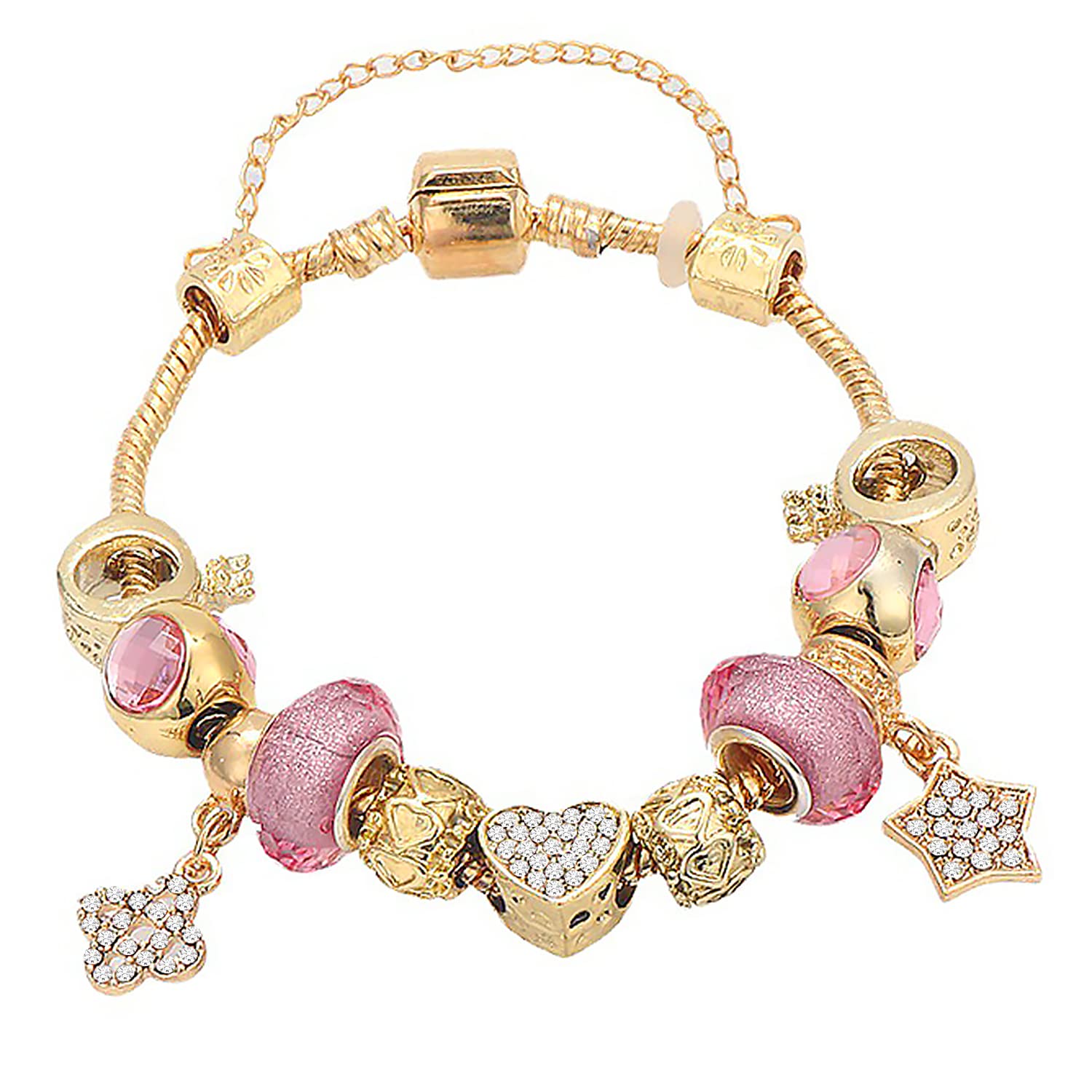 Peora Cubic Zirconia Studded Gold Plated Charm Bracelet Fashion Wear Stylish Hand Jewellery Gift for Girls & Women (B0BZNRL7TZ) Amazon Price History, Amazon Price Tracker