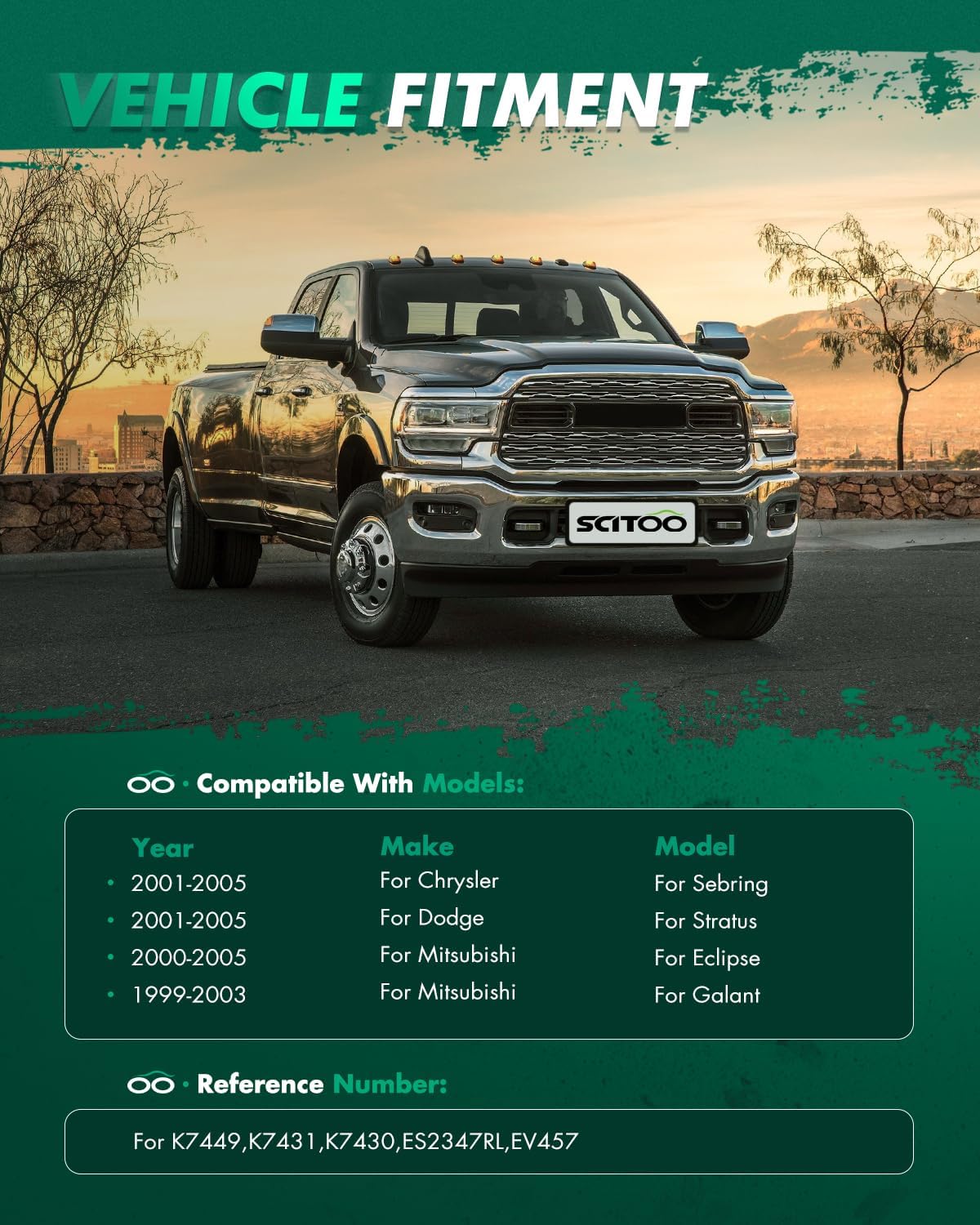 SCITOO 8pcs Front Suspension Kit Inner Outer Tie Rod End fit 2001-2005 for Dodge Stratus for Chrysler Sebring for Mitsubishi Eclipse 1999-2003 for Mitsubishi Galant Lower Ball Joint Sway Bar Link