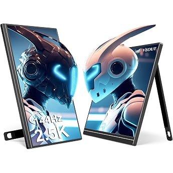 Veout 16 Inch Mobile Monitor 2560 x 1600 2.5K 144 Hz Gaming Monitor with USB C and Mini HDMI for PC/Laptop/PS5/ Mini Monitor with Stand Laptop Screen Extension for Office and Travel