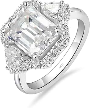 total 5ct！/最高級モアサナイト エメラルドカットリング / 3ストーン total 5ct！/最高級モアサナイト エメラルドカットリング / 3