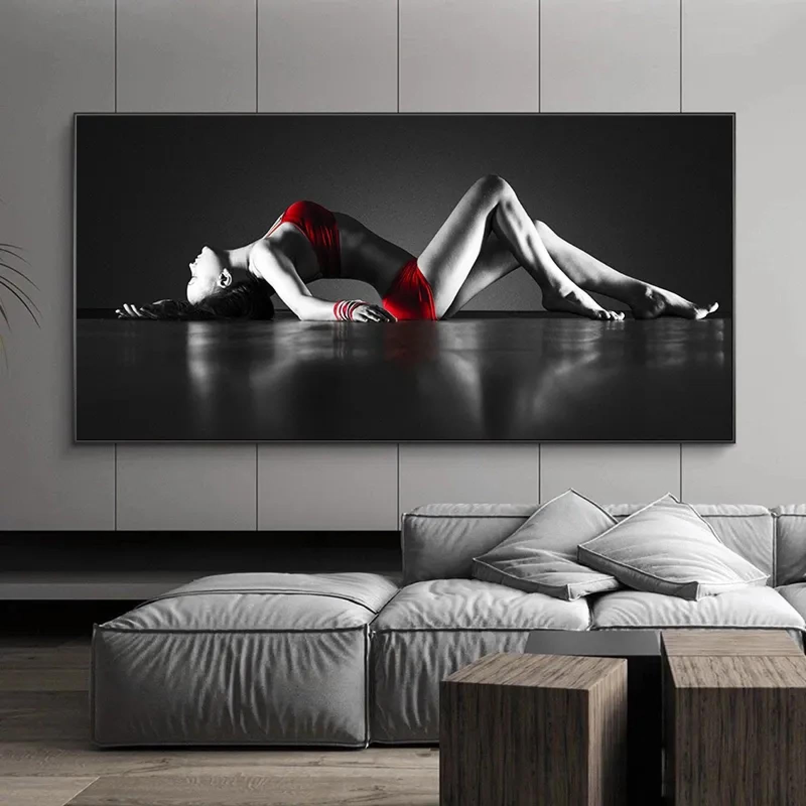 GEMMII nowoczesny plakat artystyczny nago druk na płótnie XXL seksowna kobieta model, plakaty i wydruki na płótnie, farba ścienna do sypialni, 70x140 cm, bez ramki