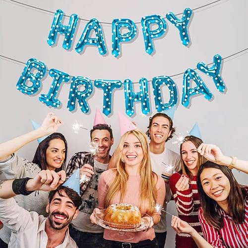 Miniatura 8 de Cartel de globos de feliz cumpleaños, letras de globos de papel de aluminio de Mylar de 16 pulgadas, pancarta de letrero de cumpleaños, kit de