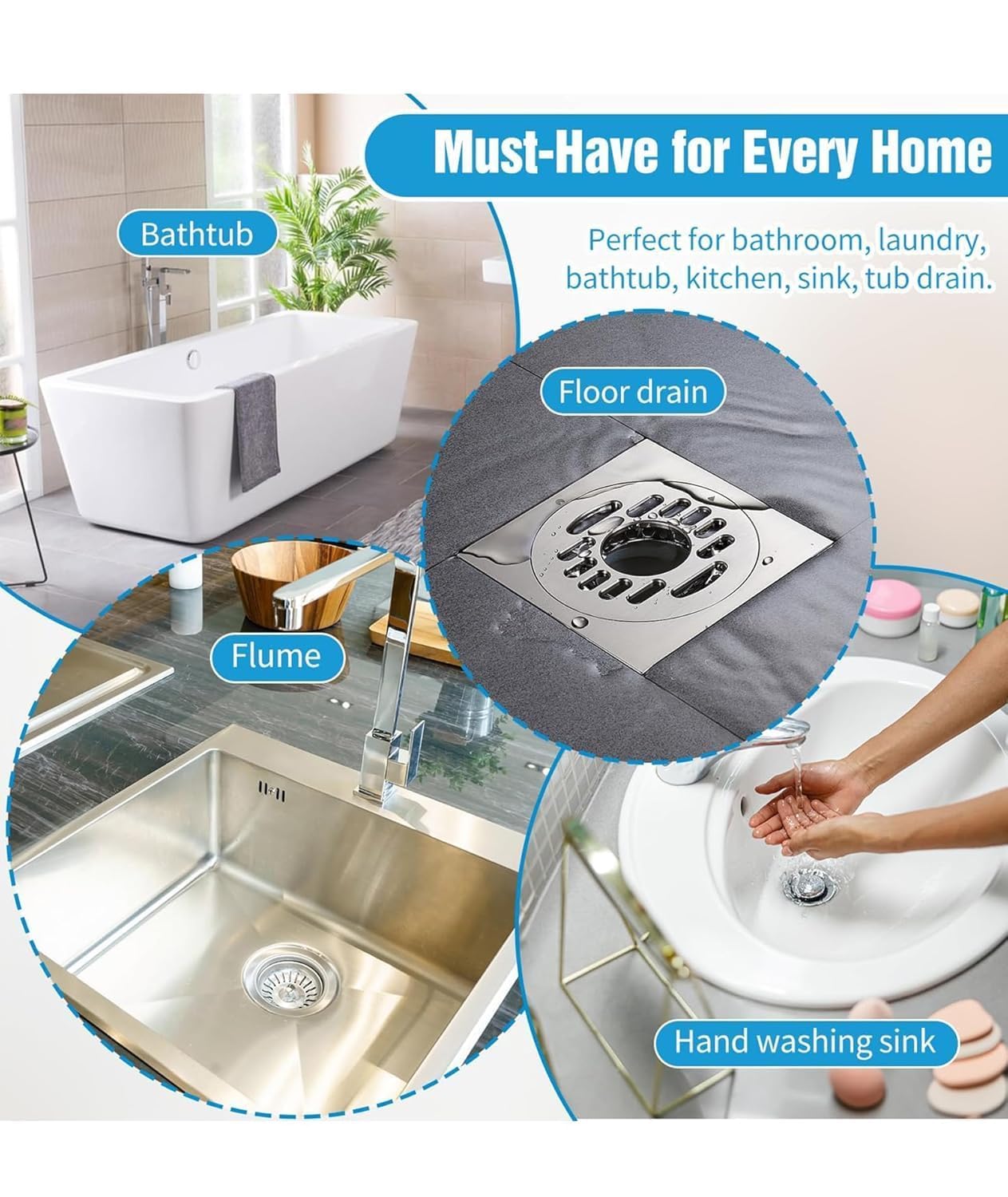 KESI 10 Pcs Drain Sticker Hair Catcher for Bathroom, Kitchen Sink & Shower – Anti-Clogging Silicone Drain Cover – Reusable, Waterproof Filter Net – Prevents Hair & Waste Blockage - Image 8 thumbnail