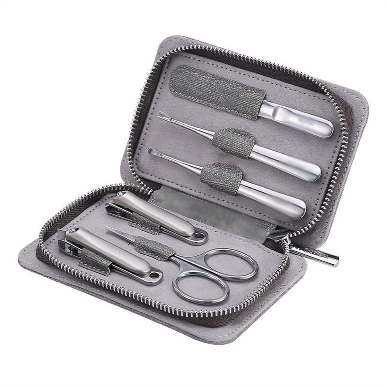 Kit de manicura con cortaúñas, 6 Piezas/Set. Kit de manicura portátil, Herramientas de Cuidado Personal, Aseo Profesional con Estuche de Cuero sintético de Moda para Viajes.