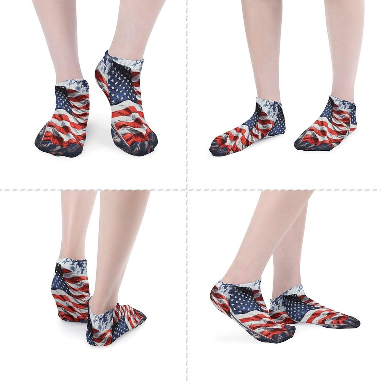 US Flag Ankle Socks for Men Women 5 Pairs | Comfortable Casual Low Cut Socks, Lightweight No Show Breathable Athletic Socks, Soft Mini Crew Socks for All Seasons