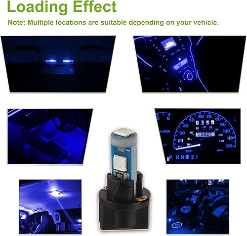 Miniatura 7 de T5 3SMD LED azul 3030 DC 12V PC74 PC37 PC2721 Ancho del vehículo Indicato Luz de lectura Luz de etiqueta con enchufes giratorios (paquete de 20