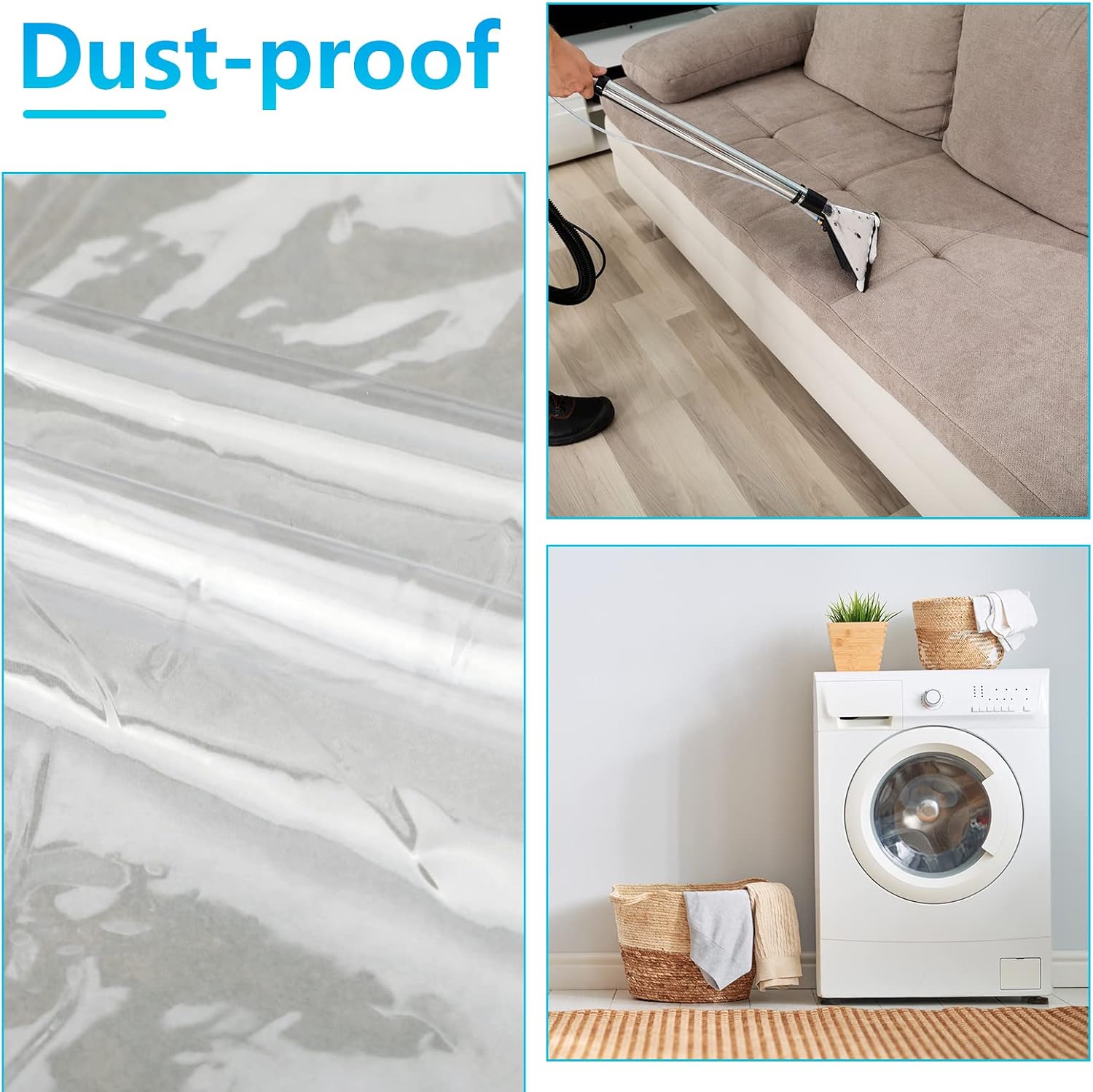 Eaasty 2 Sheets 0.3 mm Clear Plastic Vinyl Sheeting 54 x 36 Inch PVC Clear Vinyl Sheet Roll Protector Tablecloth Rectangular Table Pads for Dining Room