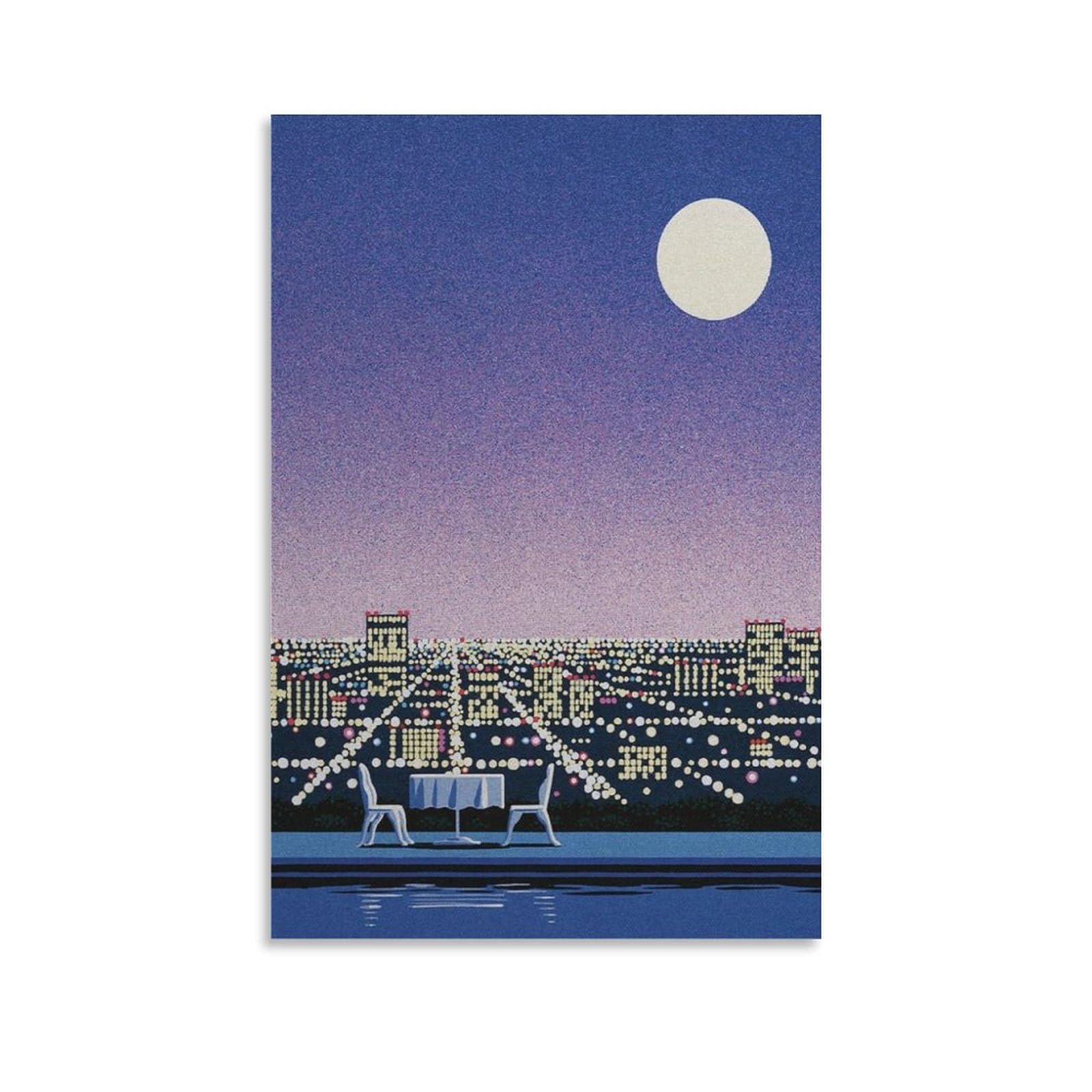 FUPMTKLT Hiroshi Nagai Art Poster Retro Japanese Wall Art Poster Vintage Wall Art Decor Poster 3 Canvas Poster Bedroom Decor Landscape Office Room Decor Gift 16x24inch(40x60cm)
