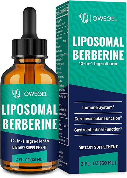 owegel Berberine HCL Supplement with Ceylon Cinnamon - Highly Absorbable Liposomal Berberine Liquid Drops 3000mg- 12 in 1 Natural Ingredients - AMPK Activator - 2 Fl Oz
