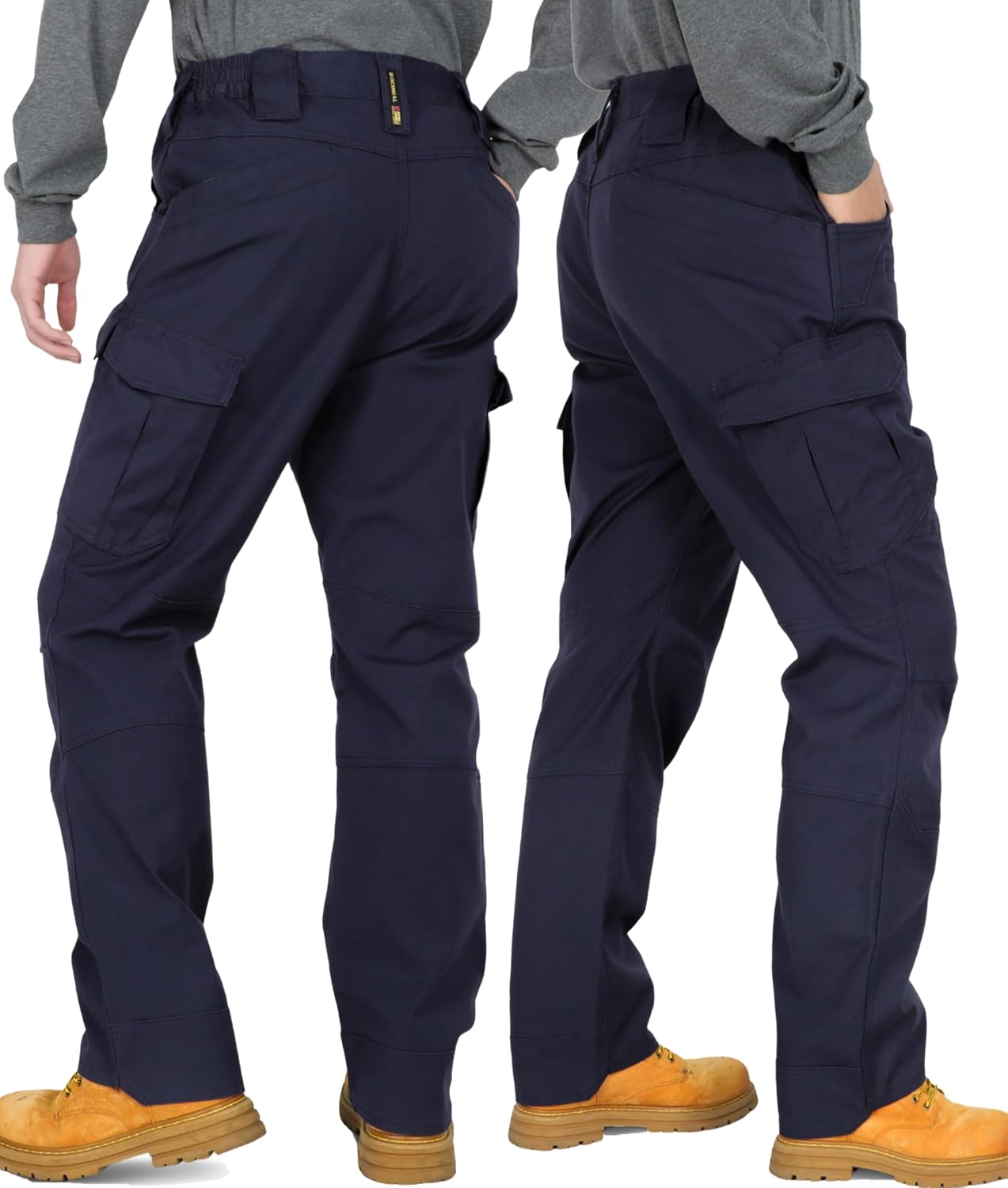 BOCOMAL FR Pants for Men Cargo Pockets Dura-Stretch Rip-Stop Soft Flame Resistant Reinforced Work Jeans Relaxed Fit